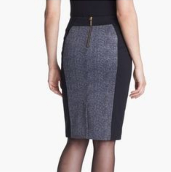 Makes and Spencer Slimming Colorblock Ponte Knit Pencil Skirt with slit - Picture 2 of 8